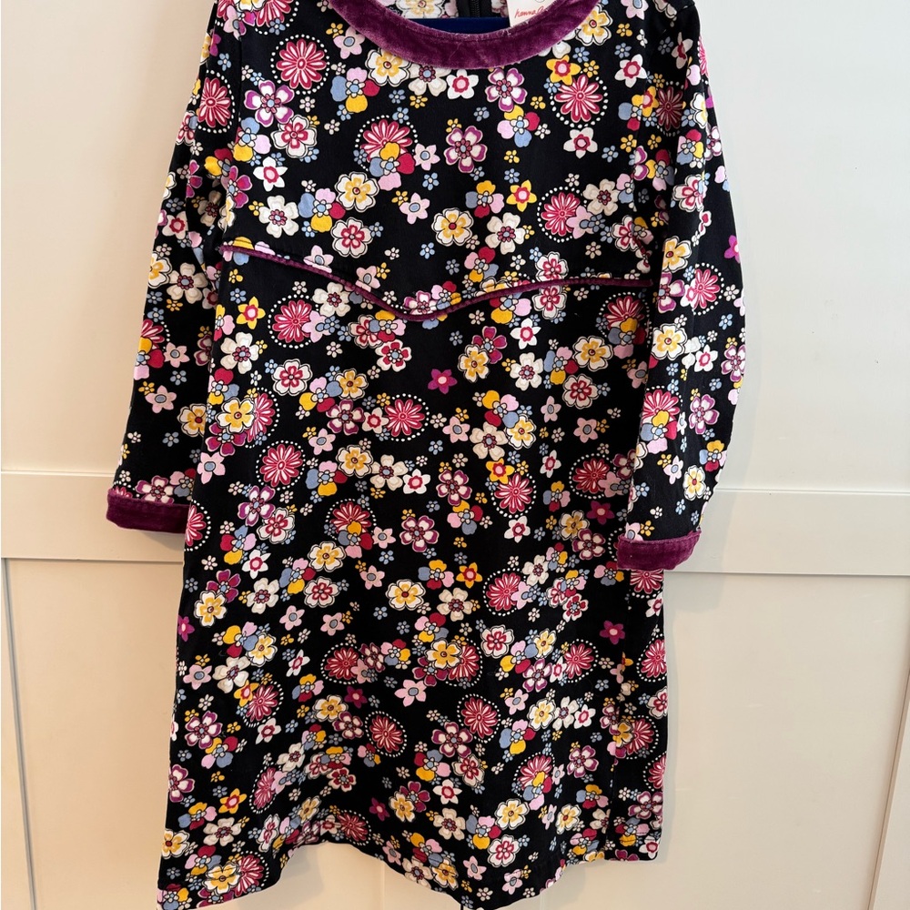 Hanna Andersson Floral Kids Dress - Black and Pink